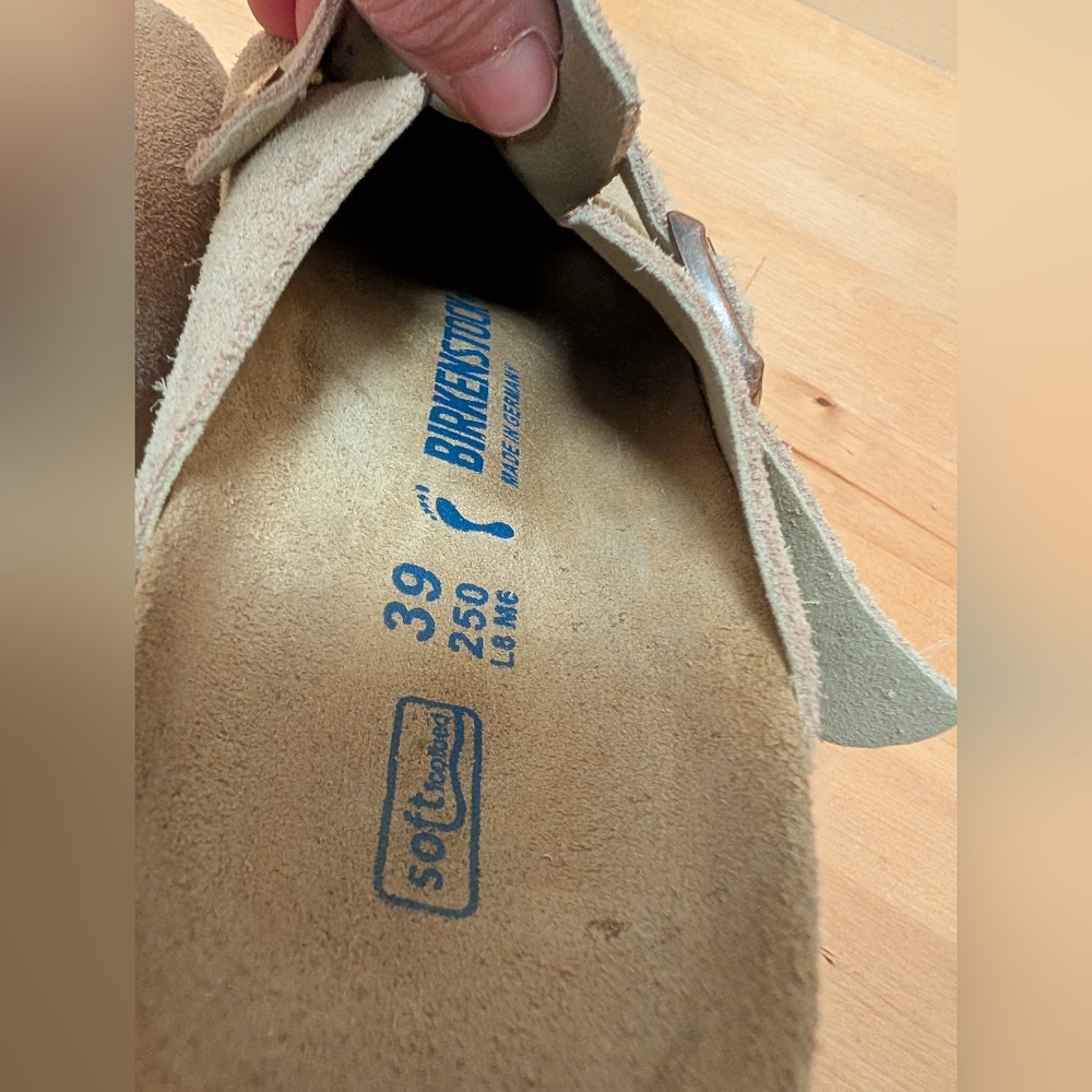 Birkenstock Boston Soft Footbed Suede Natural Tan Size 39 EUC - Picture 12 of 13